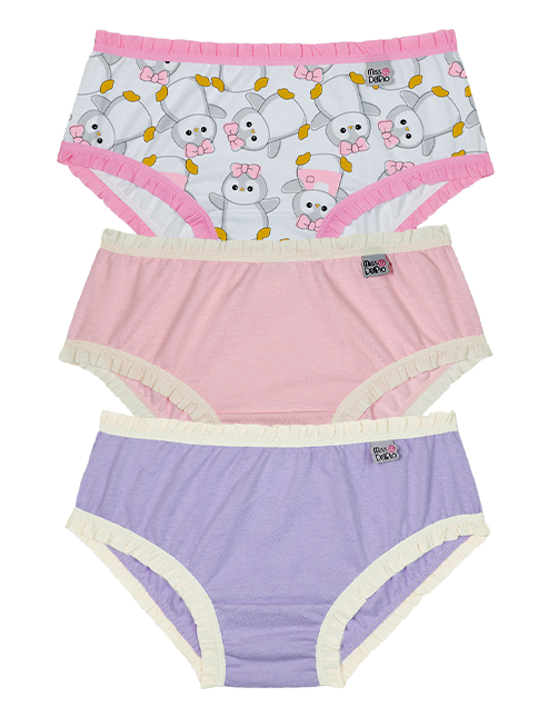 KIT 3 CALCINHAS BABY, MALHA PINGUIM 3