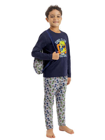PIJAMA COMPRIDO+ BOLSA EST.DINO FUTEBOL