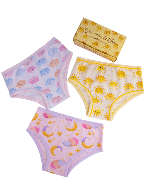KIT 3 CALCINHAS INFANTIL,COTTO ESTAMPADO 2